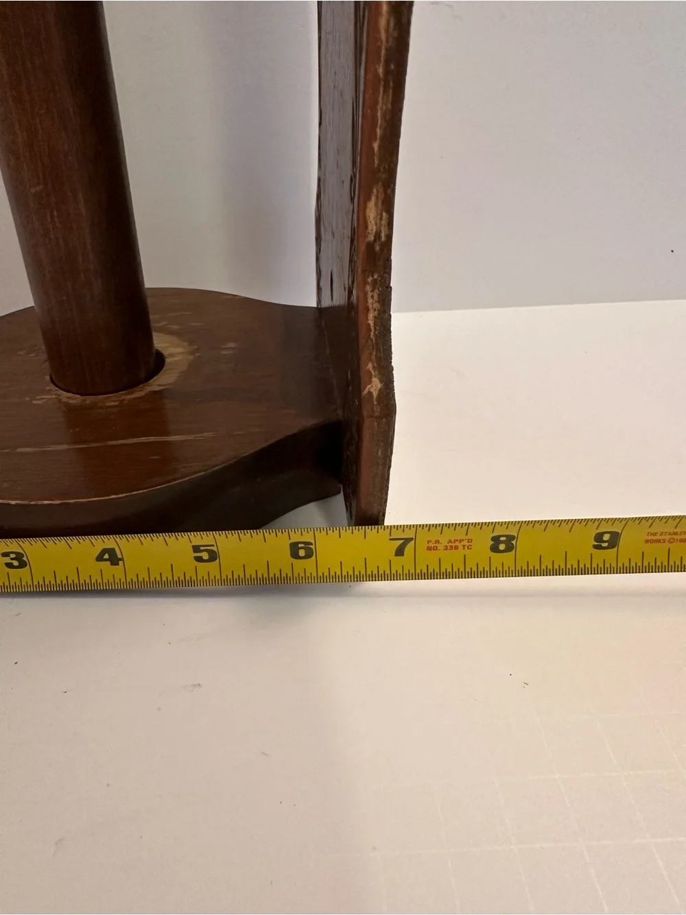 Carved Wooden Paper Towel Holder in Warm Brown